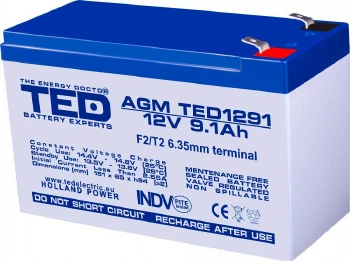 Оловна батерия TED ELECTRIC, AGM, 12V, 9Ah