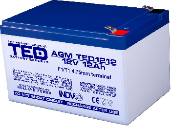 Оловна Батерия TED ELECTRIC, 12V, 12Ah