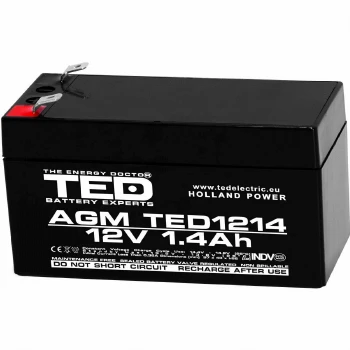 Оловна батерия TED ELECTRIC, 12V / 1.4 Ah- 98/43, 5/53 mm AGM