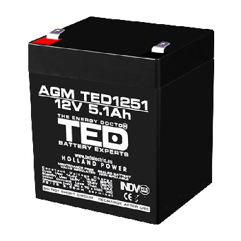 Оловна батерия TED ELECTRIC AGM, 12V, 5Ah