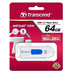 Transcend 64GB JETFLASH 790, USB 3.0, white
