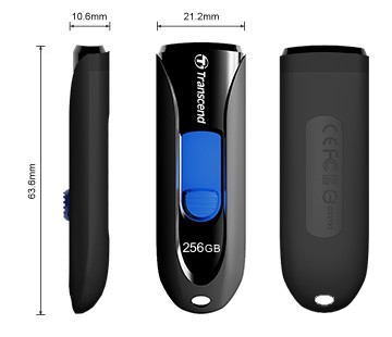 Transcend 256GB, USB3.0, Pen Drive, Capless, Black