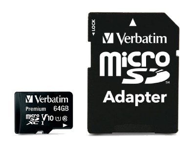 Verbatim micro SDXC 64GB Class 10 (Incl. Adaptor)