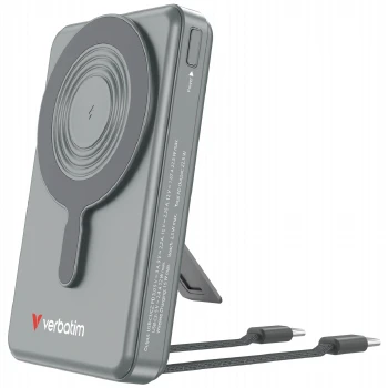 Verbatim Power Bank Magnetic Wireless 10.000 mAh C+C Display Grey