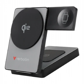Verbatim Foldable 3-in-1 Qi2 Magnetic Wireless Power Bank 5000 mAh Grey
